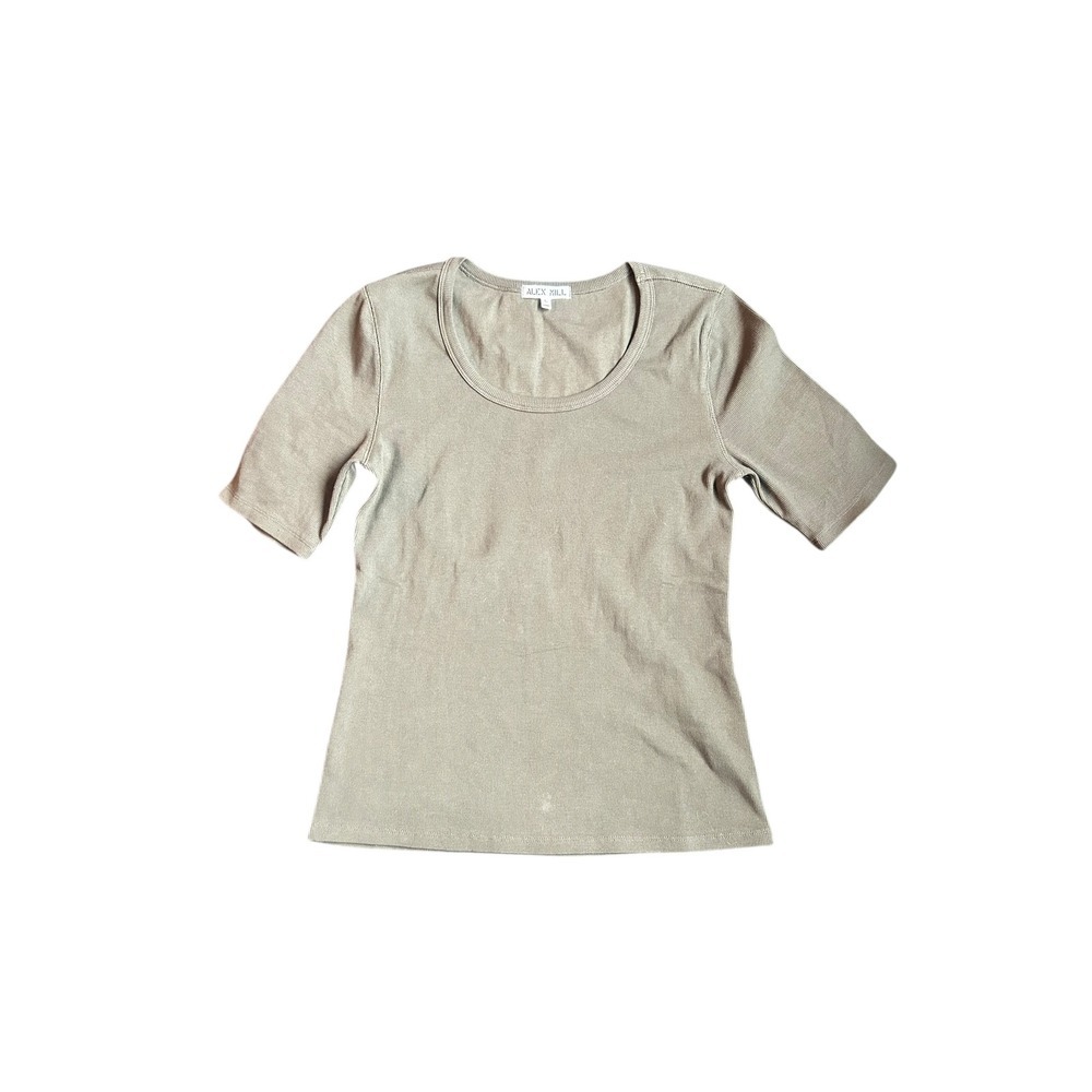 Alex Mill Ribbed Knit Scoop Neck T Shirt Olive Green Size Large‎